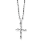 White Ice Sterling Silver Rhodium-Rhodium-Plated 18 inch Diamond Cross plus 2 inch Extender